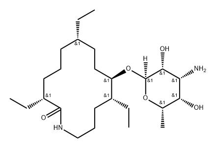 10-[(3-Amino-3,6-dideoxy-α-L-talopyranosyl)oxy]-3,7,11-triethyl-1-azacyclotetradecan-2-one Structure