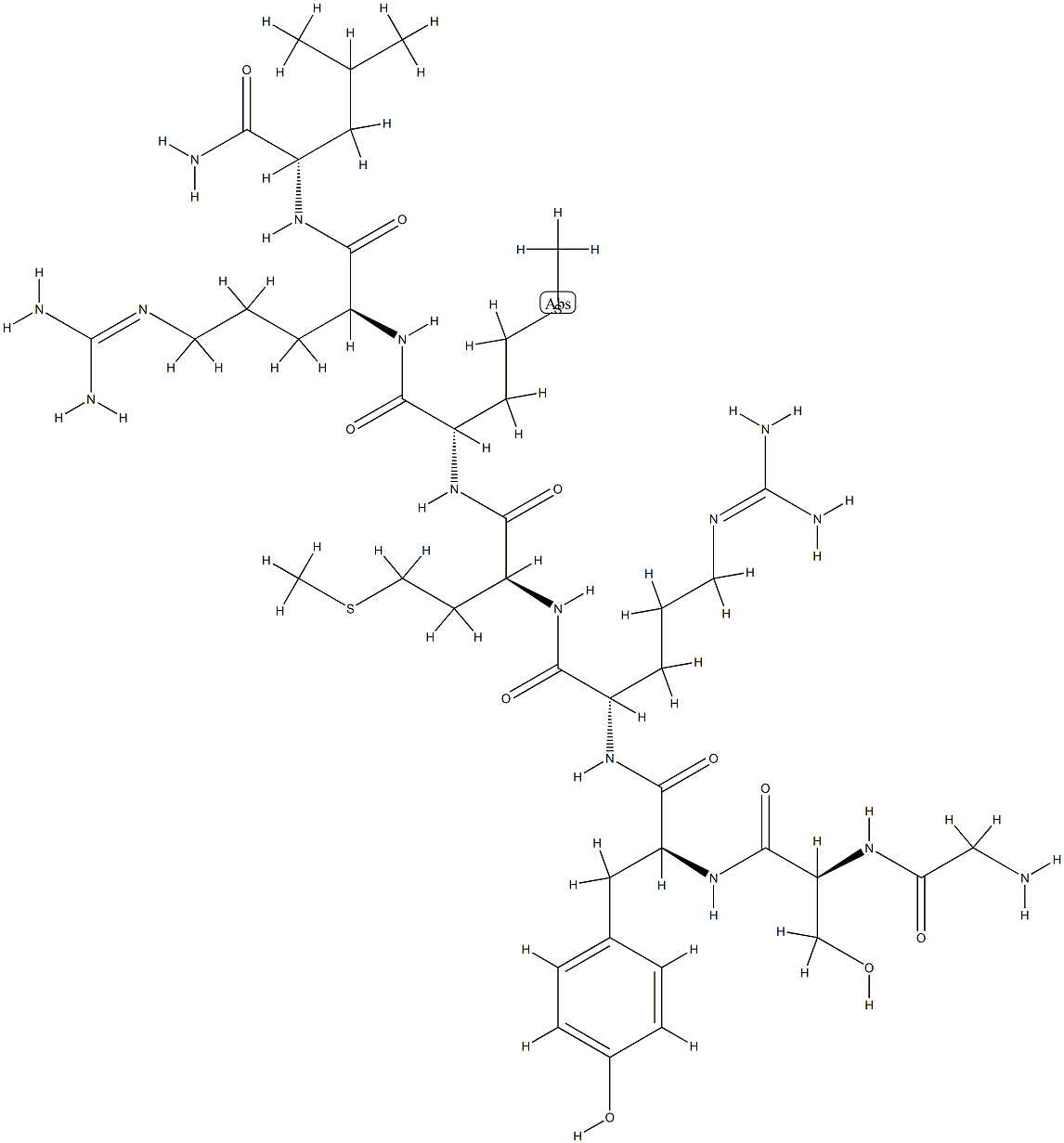 Gly-L-Ser-L-Tyr-L-Arg-L-Met-L-Met-L-Arg-L-Leu-NH2 Structure