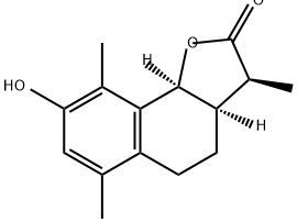 (3S)-3aα,4,5,9bα-テトラヒドロ-8-ヒドロキシ-3,6,9-トリメチルナフト[1,2-b]フラン-2(3H)-オン 化学構造式