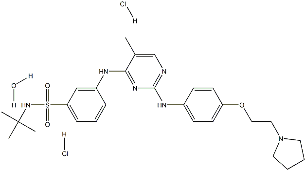 N-(1,1-Dimethylethyl)-3-[[5-methyl-2-[[4-[2-(1-pyrrolidinyl)ethoxy]phenyl]amino]-4-pyrimidinyl]amino]benzenesulfonamide hydrochloride hydrate (1:2:1) Structure