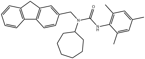 N-Cycloheptyl-N-(9H-fluoren-2-ylmethyl)-N'-(2,4,6-trimethylphenyl)urea Structure