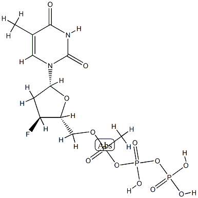 3'-fluoro-2',3'-dideoxythymidine-5'-(alpha-methylphosphonyl)-beta,gamma-diphosphate Structure
