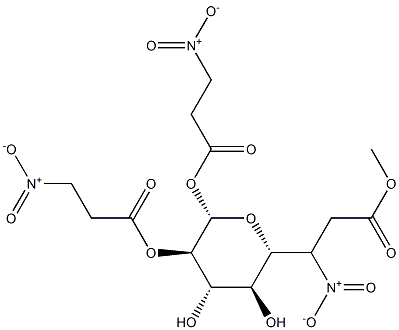 1-O,2-O,6-O-トリス(3-ニトロプロパノイル)-β-D-グルコピラノース 化学構造式