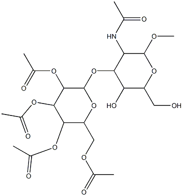 甲基2-(乙酰氨基)-2-脱氧-3-O-(2,3,4,6-四-O-乙酰基-Β-D-吡喃半乳糖基)-Α-D-吡喃半乳糖苷, 141342-92-9, 结构式