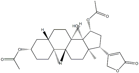 3β,15β-Di(acetyloxy)-14-hydroxy-5α-card-20(22)-enolide Structure