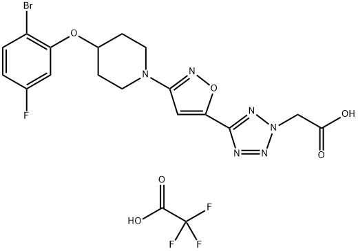 5-[3-[4-(2-溴-5-氟苯氧基)-1-哌啶基]-5-异恶唑基]-2H-四唑-2-乙酸三氟乙酸盐,1415559-41-9,结构式