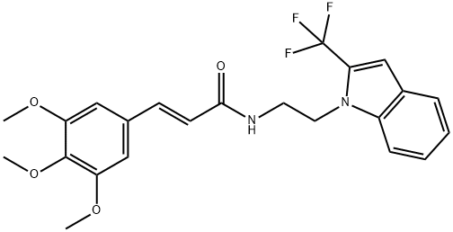 N-[2-[2-(トリフルオロメチル)-1H-インドール-1-イル]エチル]-3-(3,4,5-トリメトキシフェニル)アクリルアミド 化学構造式