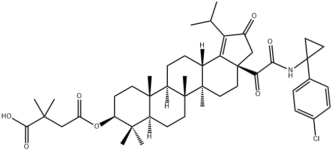(3beta)-3-(3-Carboxy-3-methyl-1-oxobutoxy)-N-[1-(4-chlorophenyl)cyclopropyl]-alpha,21-dioxo-28-norlup-18-ene-17-acetamide Structure