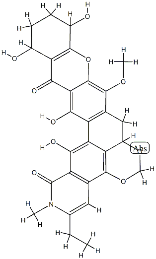 (7aalpha,11beta,14alpha)-3-Ethyl-7a,8,11,12,13,14-hexahydro-11,14,16,17-tetrahydroxy-9- methoxy-2-methyl-2H-Xantheno (2',3':6,7)(1,3)benzodioxino (4,5-fg)isoquinoline- 1,15-dione Structure