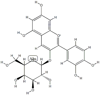 3',4',5,7-Tetrahydroxy-3-(β-D-galactopyranosyloxy)anthocyanidin Structure