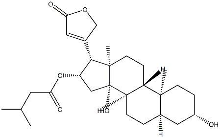 3β,14-Dihydroxy-16β-(3-methyl-1-oxobutoxy)-5β,14β-card-20(22)-enolide 结构式