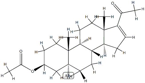 5,6α-エポキシ-3β-(アセチルオキシ)-5α-プレグナ-16-エン-20-オン 化学構造式