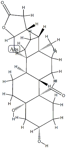 14,21-Epoxy-3β,5-dihydroxy-19-oxo-5β-cardanolide,143-58-8,结构式