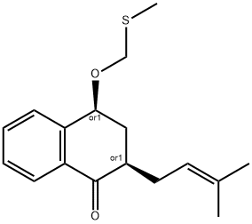 (2R,4S)-REL-3,4-二氢-2-(3-甲基-2-丁烯-1-基)-4-[(甲硫基)甲氧基]-1(2H)-萘酮, 1432057-74-3, 结构式