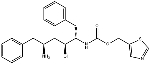 (2S,3S,5S)-5-Amino-2-(N-((5-thiazolyl)-methoxycarbonyl)amino)-1,6-diphenyl-3-hydroxyhexane Struktur