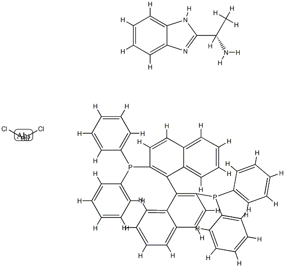 二氯[(S)-(-)-2,2'-双(二苯基膦基)-1,1'-联萘[(S)-(-)-2-(Α-甲基甲胺)-1H-苯并咪唑]钌(II) 结构式