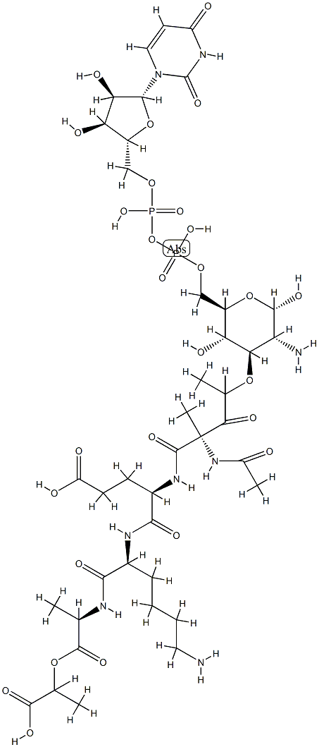 Udp-N-acetylmuramyl-ala-glu-lys-ala-lactate Struktur