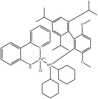 氯(2-二环己基膦-3,6-二甲氧基 - 2',4',6'-三 - 异丙基-1,1'-联苯)(2'-氨基-1,1'-联苯-2-基)钯(II),1451002-39-3,结构式