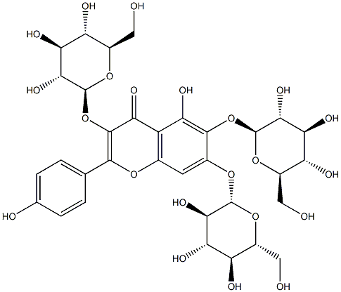 6-羟基山奈酚 3,6,7-三葡萄糖苷, 145134-62-9, 结构式