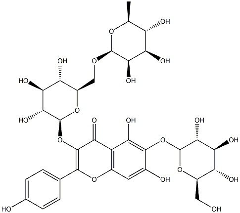 6-羟基山奈酚 3-芸香糖-6-葡萄糖苷, 145134-63-0, 结构式