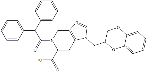 1-[(2,3-ジヒドロ-1,4-ベンゾジオキシン-2-イル)メチル]-5-(2,2-ジフェニルアセチル)-1H,4H,5H,6H,7H-イミダゾ[4,5-c]ピリジン-6-カルボン酸 化学構造式