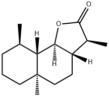 (3S)-3aβ,4,5,5a,6,7,8,9,9aβ,9bα-デカヒドロ-3β,5aα,9β-トリメチルナフト[1,2-b]フラン-2(3H)-オン 化学構造式