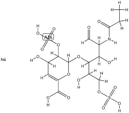 2-脱氧-4-O-(4-脱氧-2-O-磺基-ALPHA-L-苏式-己-4-烯吡喃糖基)-2-[(1-氧代丙基)氨基]-D-葡萄糖 6-(硫酸氢酯)三钠盐, 149368-05-8, 结构式