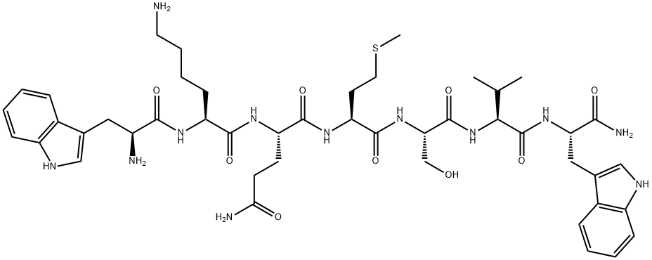 H-tryptophyl-lysyl-glutaminyl-methionyl-seryl-valyl-tryptophylamide Structure