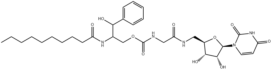 5'-((N-(2-decanoylamino-3-hydroxy-3-phenylpropyloxycarbonyl)glycyl)amino)-5'-deoxyuridine,149970-61-6,结构式