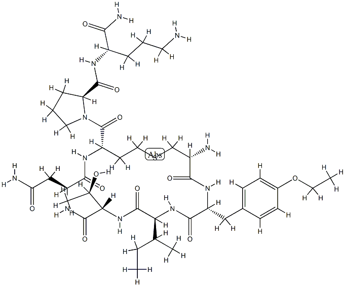 [Mpa1,D-Tyr(Et)2,Thr4,Orn8,デスGly9,カルバ6]オキシトシン 化学構造式