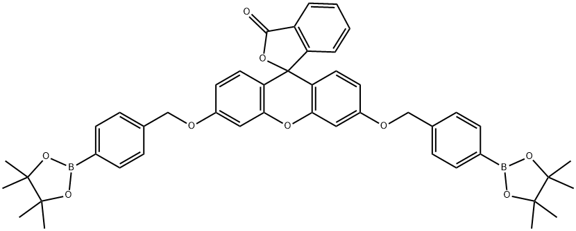 3',6'-Bis{[4-(4,4,5,5-tetramethyl-1,3,2-dioxaborolan-2-yl)oxy]-3H-[spiro(isobenzofuran-1,9,-xanthen]-3-one} FBBBE Struktur