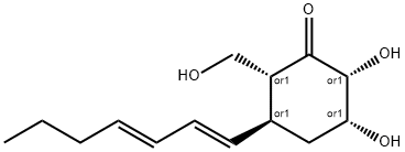 3α-[(1E,3E)-ヘプタ-1,3-ジエニル]-5β,6β-ジヒドロキシ-2β-(ヒドロキシメチル)シクロヘキサノン 化学構造式