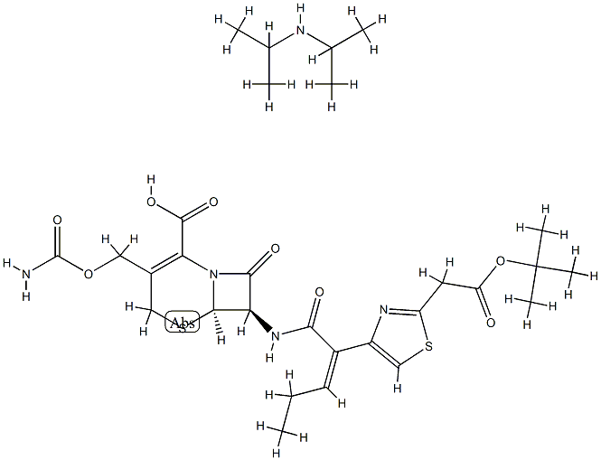 [6R-[6alpha,7beta(Z)]]-3-[[(Aminocarbonyl)oxy]methyl]-7-[[2-[2-[[(1,1-dimethylethoxy)carbonyl]amino]-4-thiazolyl]-1-oxo-2-pentenyl]amino]-8-oxo-5-thia-1-azabicyclo[4.2.0]oct-2-ene-2-carboxylic acid compd. with N-(1-methylethyl)-2-propanamine Structure