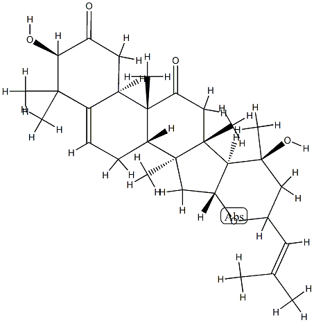 (10α)-16α,23-エポキシ-3α,20-ジヒドロキシ-9β-メチル-19-ノルラノスタ-5,24-ジエン-2,11-ジオン 化学構造式