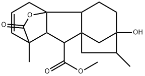 1α,4aα-(カルボニルオキシ)-7-ヒドロキシ-1,8-ジメチルギバ-2-エン-10β-カルボン酸メチル 化学構造式