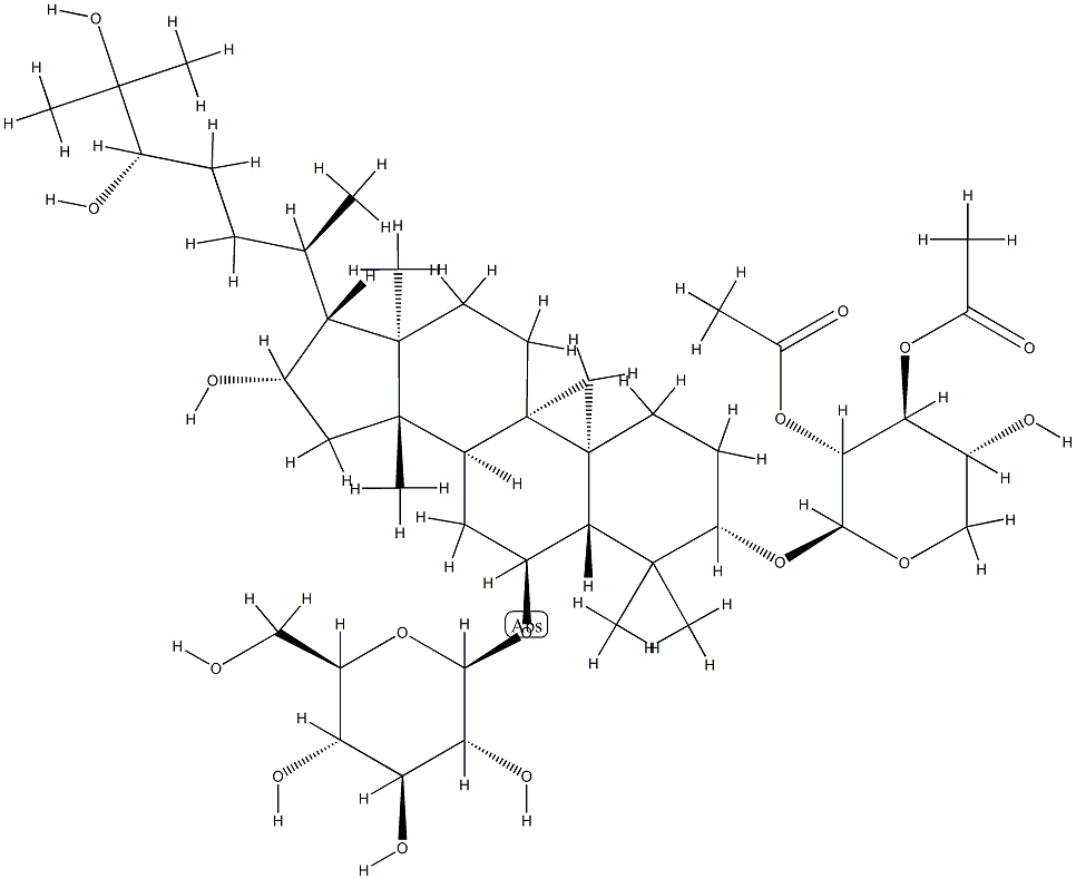 B-D-GLUCOPYRANOSIDE, (3B,6A,16B,24S)-3-[(2,3-DI-O-ACETYL-B-D-XYLOPYRANOSYL)OXY]-16,24,25-TRIHYDROXY-9,19-CYCLOLANOSTAN-6-YL, 156769-94-7, 结构式