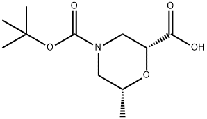 (2R,6R)-4-(tert-butoxycarbonyl)-6-MethylMorpholine-2-carboxylic acid Structure