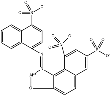 [7-hydroxy-8-[(4-sulpho-1-naphthyl)azo]naphthalene-1,3-disulphonato(3-)]aluminium Structure