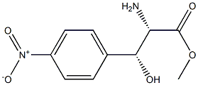 rac-(2R*,3S*)-2-アミノ-3-ヒドロキシ-3-(4-ニトロフェニル)プロピオン酸メチル 化学構造式