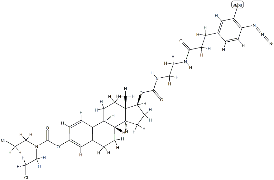 17-O-((2-(3-(4-azido-3-iodophenyl)propionamido)ethyl)carbamyl)estradiol-3-N-bis(chloroethyl)carbamate Structure