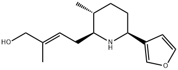 (E)-4-[(2S)-6β-(3-Furyl)-3α-methylpiperidin-2-yl]-2-methyl-2-buten-1-ol Struktur