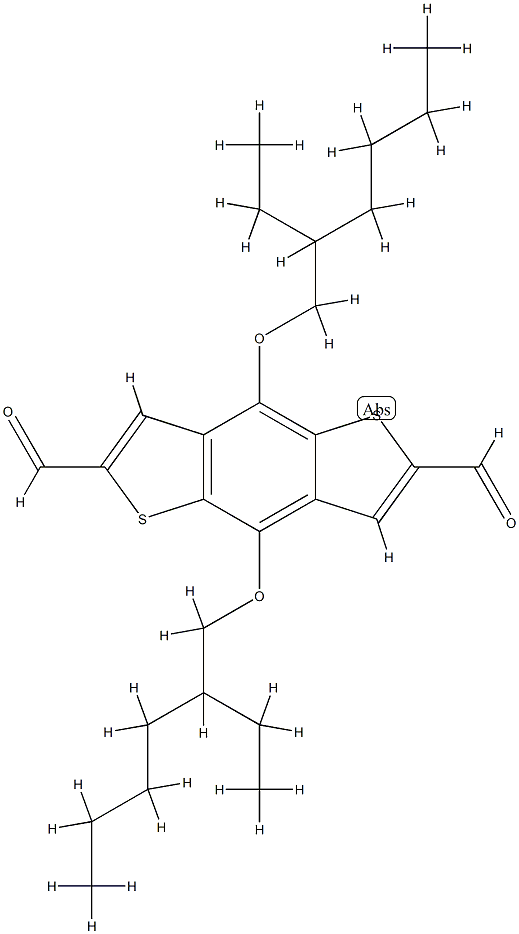 4,8-bis((2-ethylhexyl)oxy)benzo[1,2-b:4,5-b']dithiophene-2,6-dicarbaldehyde 化学構造式