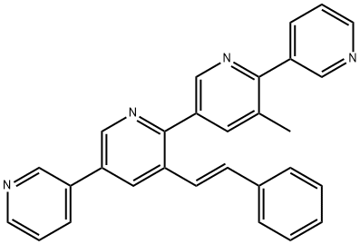3′-メチル-3′′-スチリル-3,2′:5′,2′′:5′′,3′′′-クアテルピリジン 化学構造式