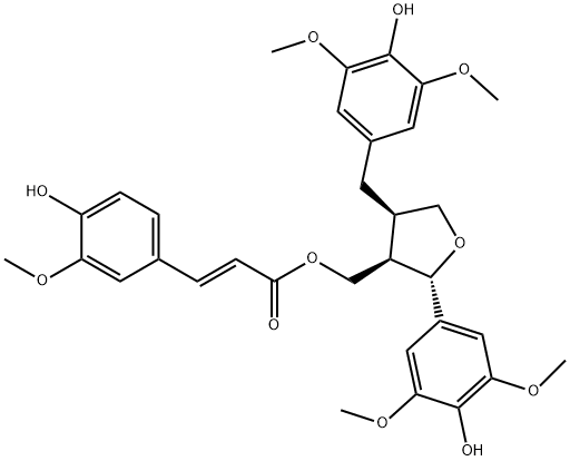 9-O-Feruloyl-5,5'-dimethoxylariciresil Struktur