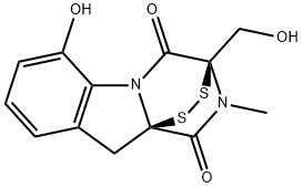 (3R)-2,3-Dihydro-6-hydroxy-3-(hydroxymethyl)-2-methyl-10H-3α,10aα-epidithiopyrazino[1,2-a]indole-1,4-dione Struktur