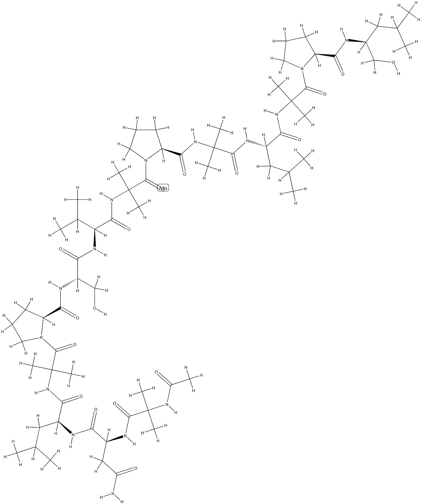(2S)-2-[(2-acetamido-2-methyl-propanoyl)amino]-N-[(1S)-1-[[1-[(2S)-2-[ [(1S)-2-hydroxy-1-[[(1S)-1-[[1-[(2S)-2-[2-[[(1S)-1-[[1-[(2S)-2-[[(2S)- 1-hydroxy-4-methyl-pentan-2-yl]carbamoyl]pyrrolidin-1-yl]-2-methyl-1-o xo-propan-2-yl]carbamoyl]-3-methyl-butyl]carbamoyl]propan-2-ylcarbamoy l]pyrrolidin-1-yl]-2-methyl-1-oxo-propan-2-yl]carbamoyl]-2-methyl-prop yl]carbamoyl]ethyl]carbamoyl]pyrrolidin-1-yl]-2-methyl-1-oxo-propan-2- yl]carbamoyl]-3-methyl-butyl]butanediamide|