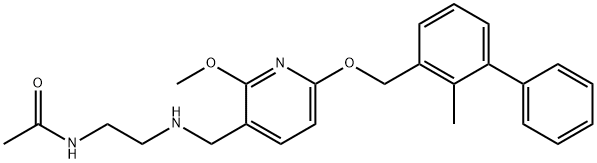 N-[2-[[[6-[(2-メチルビフェニル-3-イル)メトキシ]-2-メトキシ-3-ピリジニル]メチル]アミノ]エチル]アセトアミド 化学構造式
