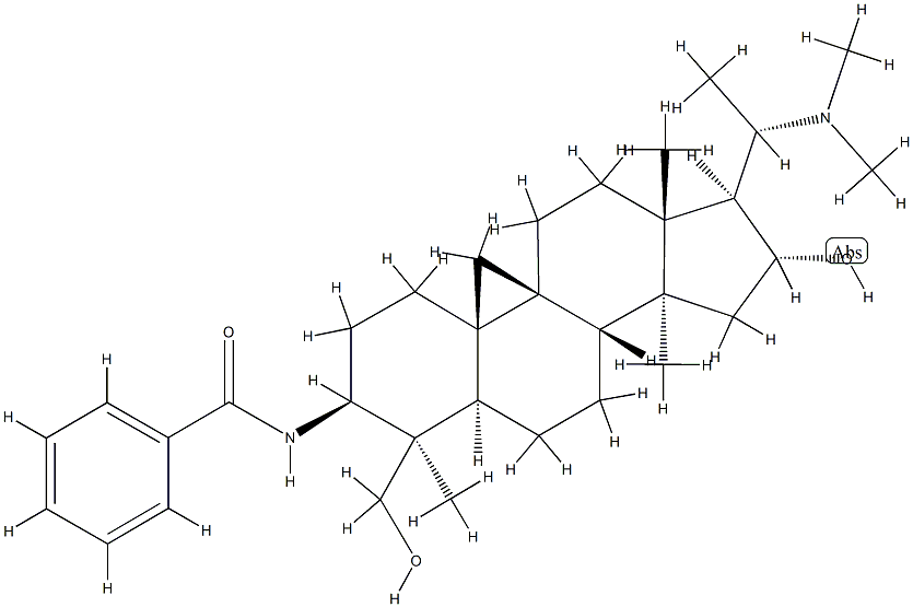 N-[(20S)-4,14-Dimethyl-20-(dimethylamino)-16α-hydroxy-4β-(hydroxymethyl)-9β,19-cyclo-5α-pregnan-3β-yl]benzamide Structure