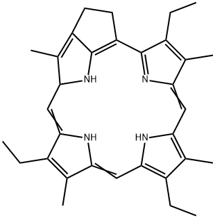 131,132-ジヒドロ-2,7,12,18-テトラメチル-3,8,17-トリエチル-21H,23H-シクロペンタ[mn]ポルフィリン 化学構造式