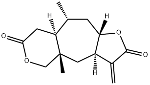 (3aR)-3a,4a,5,8,8aα,9,10,10aβ-オクタヒドロ-4aβ,9α-ジメチル-3-メチレンフロ[2',3':5,6]シクロヘプタ[1,2-c]ピラン-2,7(3H,4H)-ジオン 化学構造式